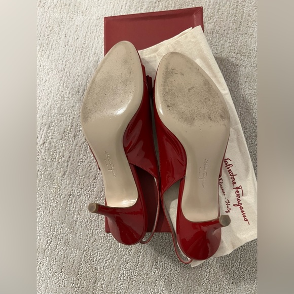 SOLD! Salvatore Ferragamo Red Flavia Slingback Heels - Size 10 - Picture 10 of 15